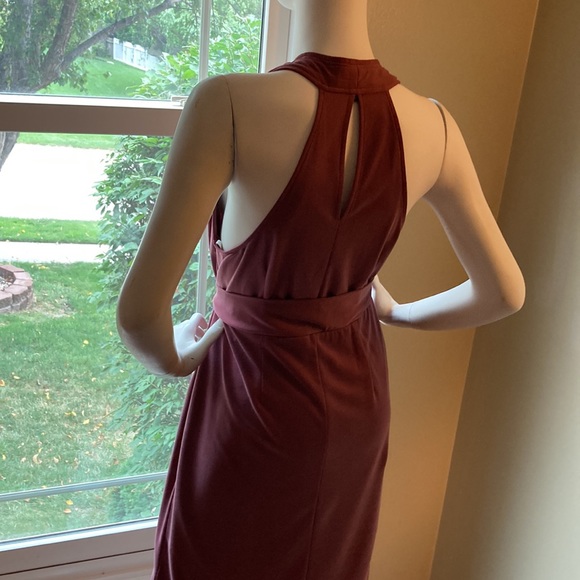 NWOT Halston Heritage Sz M Dusty Mauve Sleeveless Dress suede-like soft fabric - Picture 6 of 10